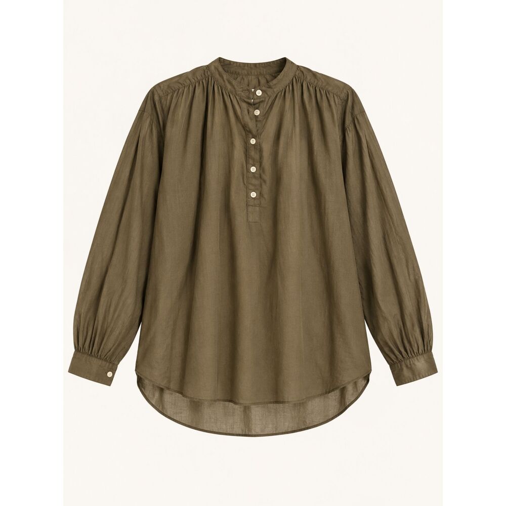 Buck Mason Heirloom Cotton Ojai Popover Shirt L Bronze Brown Blouse